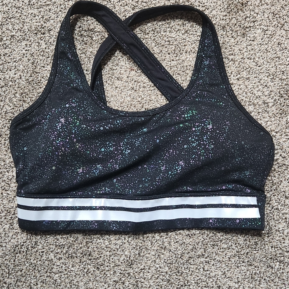 ZYIA Black Sports Bra with Glitter Accents